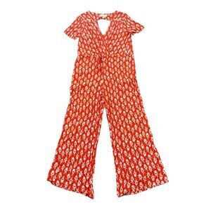 Porridge Orange Floral Cotton Jumpsuit Wide Leg XS